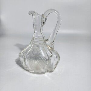 Cruet Clear Glass Etched Grape Leaf Pattern Oil Or Vinegar Decanter Carafe VTG